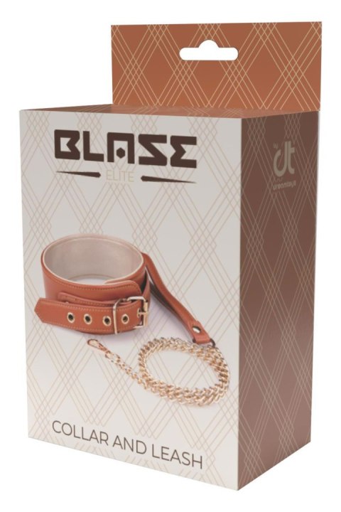 BLAZE ELITE COLLAR AND CHAIN COGNAC VEGAN LEATHER Dream Toys BLAZE ELITE COLLAR AND CHAIN COGNAC VEGAN LEATHER Dream Toys