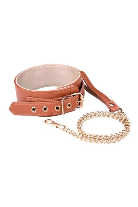 BLAZE ELITE COLLAR AND CHAIN COGNAC VEGAN LEATHER Dream Toys BLAZE ELITE COLLAR AND CHAIN COGNAC VEGAN LEATHER Dream Toys