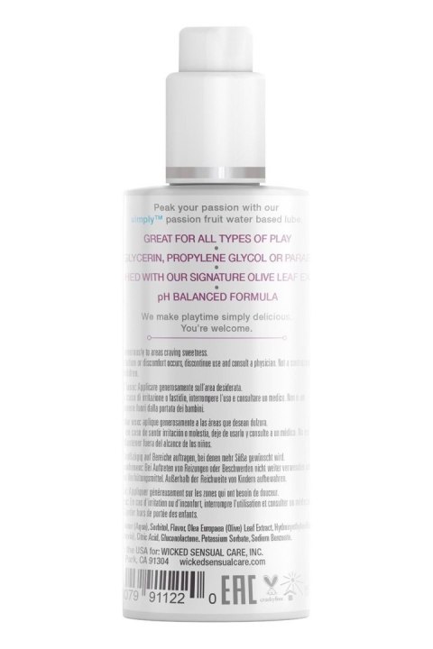 WICKED SIMPLY LUBRICANT PASSION FRUIT 70ML Wicked Sensual Care WICKED SIMPLY LUBRICANT PASSION FRUIT 70ML Wicked Sensual Care