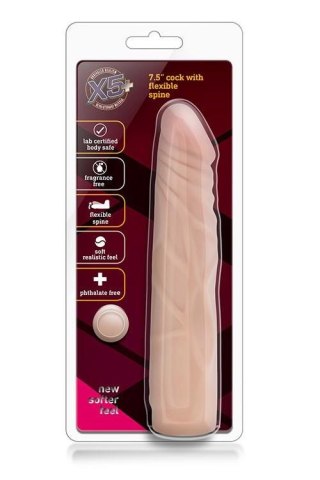 X5 PLUS 7.5INCH COCK WITH FLEXIBLE SPINE Blush