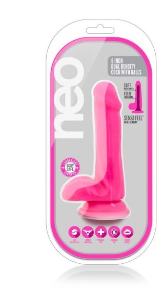 NEO 6INCH DUAL DENSITY COCK NEON PINK Blush