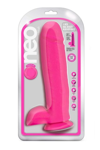 NEO 11 INCH DUAL DENSITY DILDO NEON PINK Blush