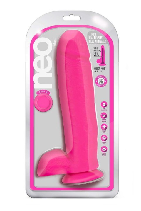 NEO 11 INCH DUAL DENSITY DILDO NEON PINK Blush NEO 11 INCH DUAL DENSITY DILDO NEON PINK Blush