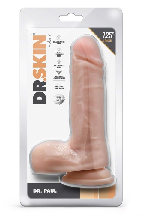 DR. SKIN DR. PAUL 7.25 INCH DILDO WITH BALLS BEIGE Blush