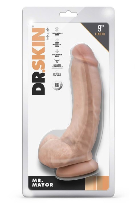 DR. SKIN MR. MAYOR 9 INCH DILDO WITH BALLS BEIGE Blush DR. SKIN MR. MAYOR 9 INCH DILDO WITH BALLS BEIGE Blush