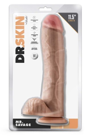 DR. SKIN MR. SAVAGE 11.5 INCH DILDO WITH BALLS BEIGE Blush