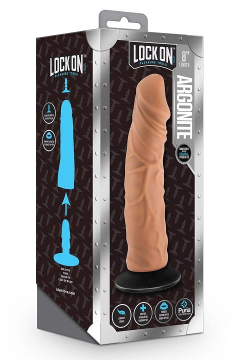 LOCK ON ARGONITE 8 INCH DILDO WITH SUCTION CUP ADAPTER MOCHA Blush LOCK ON ARGONITE 8 INCH DILDO WITH SUCTION CUP ADAPTER MOCHA Blush