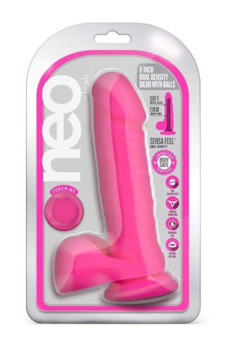 NEO 8 INCH DUAL DENSITY DILDO NEON PINK Blush