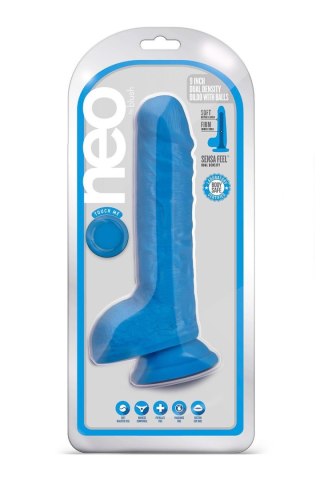 NEO 9 INCH DUAL DENSITY DILDO NEON BLUE Blush