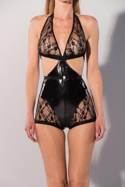 GP DATEX & LACE CUT-OUT TEDDY, XL Guilty Pleasure Fetish Wear GP DATEX & LACE CUT-OUT TEDDY, XL Guilty Pleasure Fetish Wear