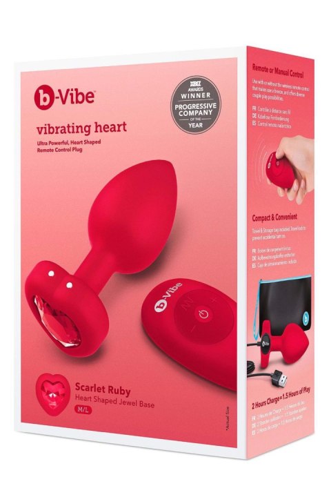 VIBRATING HEART SHAPE JEWEL PLUG ML RED B-Vibe VIBRATING HEART SHAPE JEWEL PLUG ML RED B-Vibe