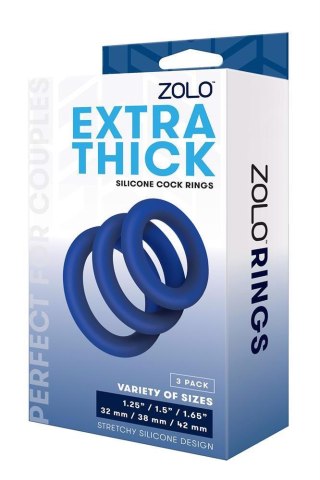 ZOLO EXTRA THICK SILICONE COCK RING 3 PK Zolo