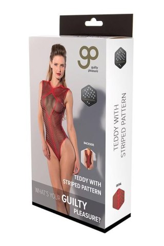 GP PRINTED DATEX STRIPED TEDDY RED, XL Guilty Pleasure Fetish Wear