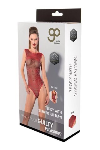 GP PRINTED DATEX STRIPED TEDDY RED, S Guilty Pleasure Fetish Wear