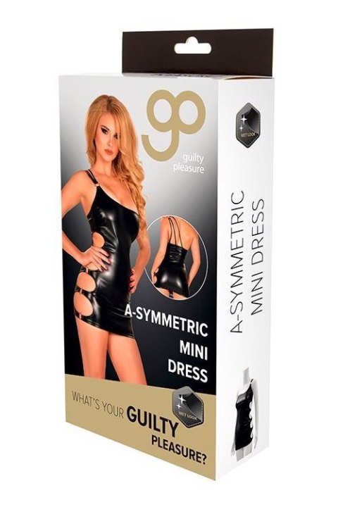 GP WET LOOK A-SYMMETRIC MINI DRESS BLACK Guilty Pleasure Fetish Wear