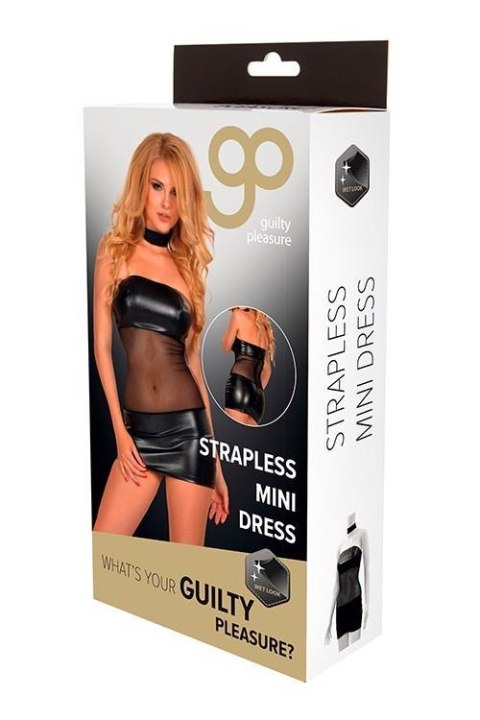 GP WET LOOK STRAPLESS MINI DRESS BLACK Guilty Pleasure Fetish Wear GP WET LOOK STRAPLESS MINI DRESS BLACK Guilty Pleasure Fetish Wear