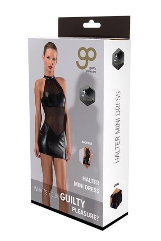 GP WETLOOK HALTER MINI DRESS BLACK, L Guilty Pleasure Fetish Wear