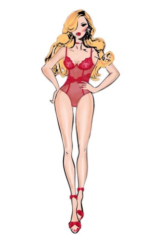 BOMBSHELL BOUDOIR PEEK A BOO TEDDY RED, S Bombshell Boudoir