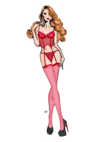 BOMBSHELL BOUDOIR V WIRE CORSET AND G SET RED, S Bombshell Boudoir