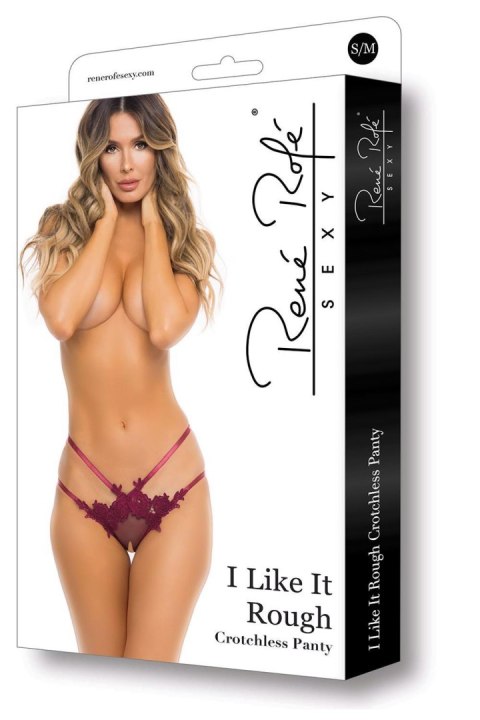 I LIKE IT ROUGH CROTCHLS PANTY BURGUNDY, S/M Rene Rofe Lingerie I LIKE IT ROUGH CROTCHLS PANTY BURGUNDY, S/M Rene Rofe Lingerie