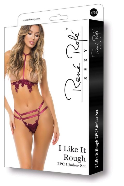 I LIKE IT ROUGH 2PC CHOKER SET BURGUNDY, S/M Rene Rofe Lingerie I LIKE IT ROUGH 2PC CHOKER SET BURGUNDY, S/M Rene Rofe Lingerie