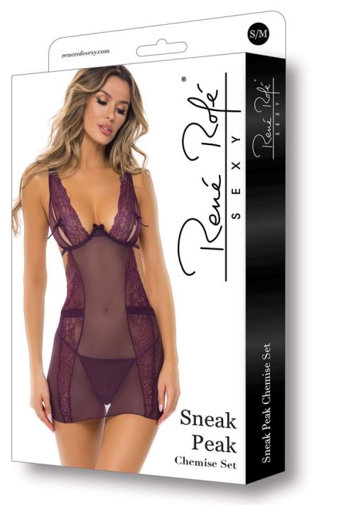 SNEAK PEAK CHEMISE SET PURPLE, M/L Rene Rofe Lingerie SNEAK PEAK CHEMISE SET PURPLE, M/L Rene Rofe Lingerie