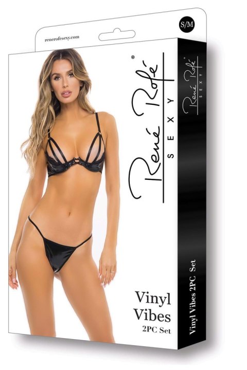 VINYL VIBES 2PC SET BLACK, M/L Rene Rofe Lingerie VINYL VIBES 2PC SET BLACK, M/L Rene Rofe Lingerie