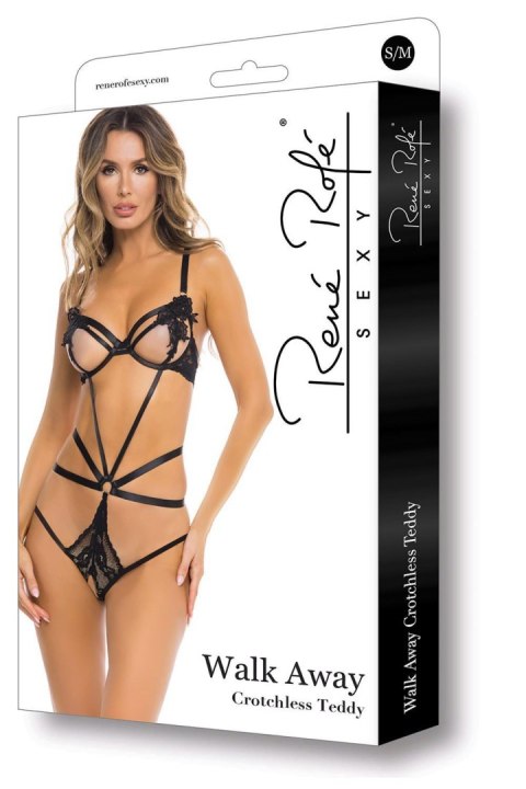 WALK AWAY CROTCHLESS TEDDY BLACK, S/M Rene Rofe Lingerie WALK AWAY CROTCHLESS TEDDY BLACK, S/M Rene Rofe Lingerie