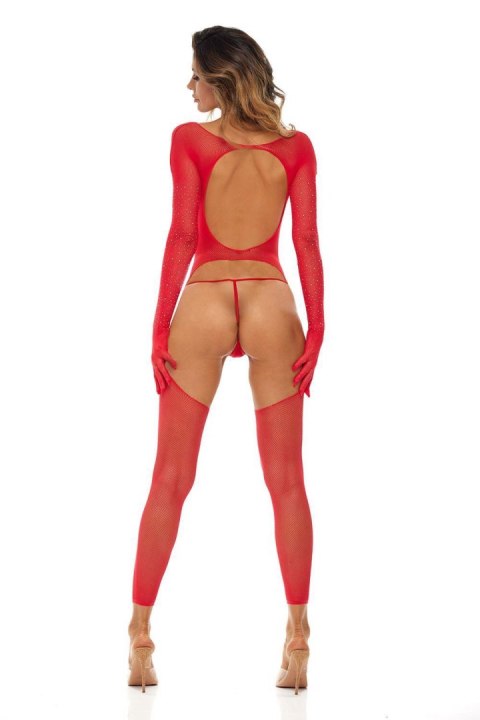 BRING IT OVER BLING BODYSTOCKING RED, OS Rene Rofe Lingerie BRING IT OVER BLING BODYSTOCKING RED, OS Rene Rofe Lingerie