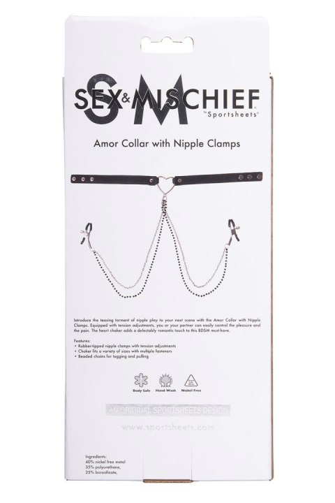 SPORTSHEETS SM AMOR COLLAR WITH NIPPLE JEWELRY Sportsheets SPORTSHEETS SM AMOR COLLAR WITH NIPPLE JEWELRY Sportsheets