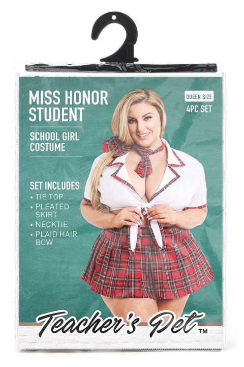 TEACHER PET MISS HONOR STUDENT 4 PC SCHOOL GIRL COSTUME, QUEEN SIZE Teacher''s Pet