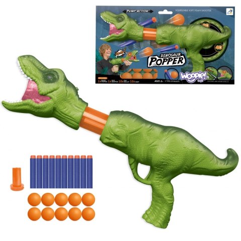 WOOPIE Pistolet na Piłki Kulki Piankowe i Strzałki Wyrzutnia Automatyczna Dinozaur 22 el. Woopie WOOPIE Pistolet na Piłki Kulki Piankowe i Strzałki Wyrzutnia Automatyczna Dinozaur 22 el. Woopie