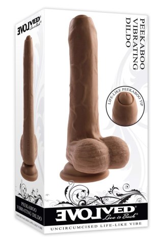 EVOLVED PEEK A BOO VIBRATING DILDO 8 INCH DARK Evolved