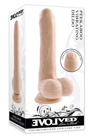 EVOLVED PEEK A BOO VIBRATING DILDO 8 INCH LIGHT Evolved