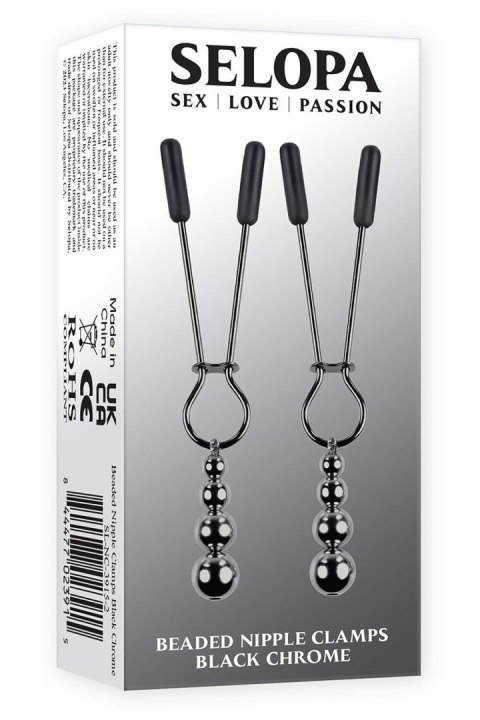 SELOPA BEADED NIPPLE CLAMPS BLACK CHROME Selopa SELOPA BEADED NIPPLE CLAMPS BLACK CHROME Selopa