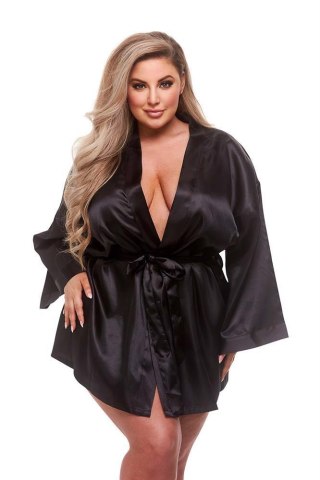 ALL SATIN ROBE BLACK, XL Baci Lingerie