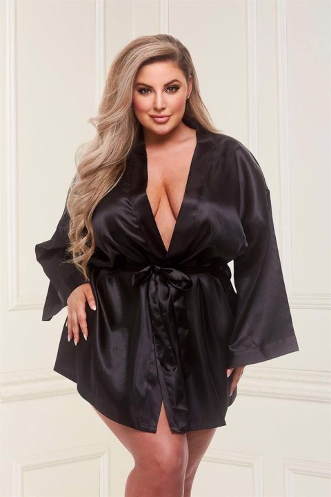ALL SATIN ROBE BLACK, XL Baci Lingerie ALL SATIN ROBE BLACK, XL Baci Lingerie