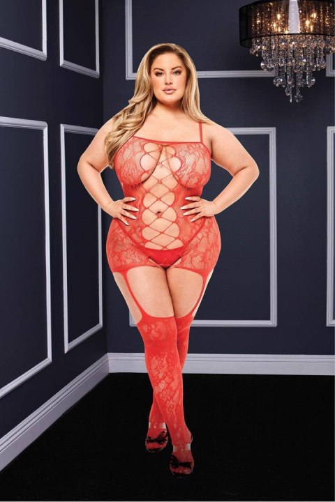 BACI CORSET FRONT SUSPENDER LACE BODYSTOCKING RED, QUEEN Baci Lingerie BACI CORSET FRONT SUSPENDER LACE BODYSTOCKING RED, QUEEN Baci Lingerie