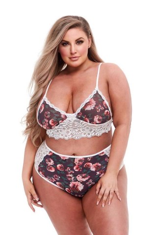 GREY FLORAL & LACE BRA SET, XL Baci Lingerie