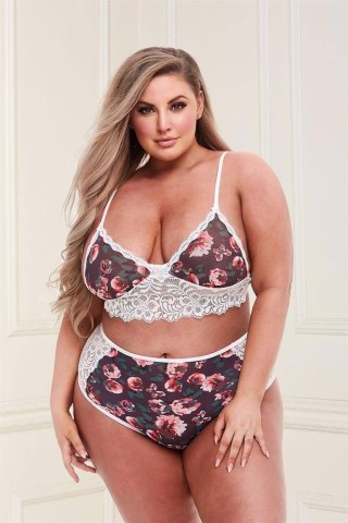 GREY FLORAL & LACE BRA SET, XL Baci Lingerie