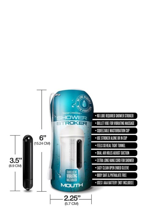 HAPPY ENDING VIBRATING SHOWER STROKER SELF LUBRICATING MOUTH Global Novelties HAPPY ENDING VIBRATING SHOWER STROKER SELF LUBRICATING MOUTH Global Novelties