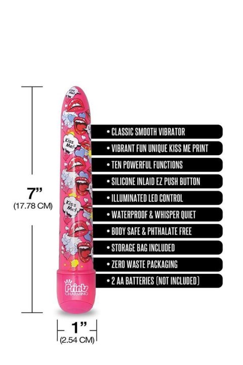 PRINTS CHARMING POP TEASE 7" CLASSIC VIBE KISS ME PINK Global Novelties