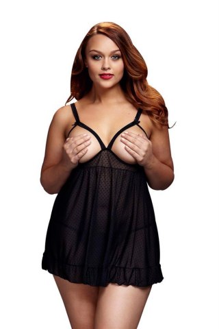 SHEER BABYDOLL W/OPEN CUP BRA PANT, XL Baci Lingerie