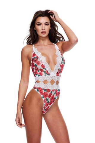 WHITE FLORAL & LACE TEDDY, M/L Baci Lingerie