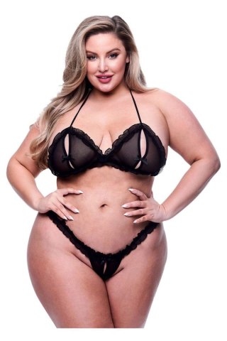 BACI 2PC PEEKABOO BRA & CROTCHLESS GSTRING SET, QUEEN Baci Lingerie