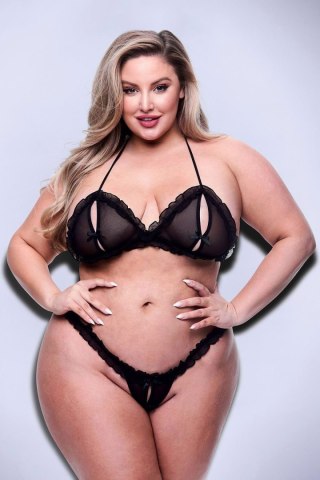 BACI 2PC PEEKABOO BRA & CROTCHLESS GSTRING SET, QUEEN Baci Lingerie