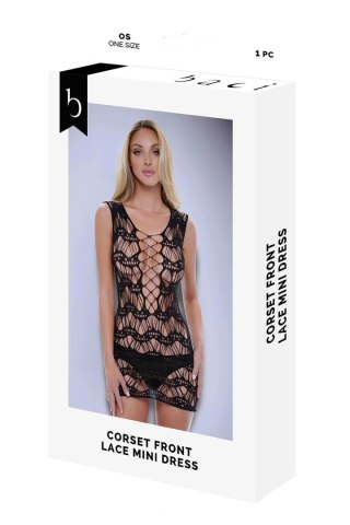 BACI CORSET FRONT LACE MINI DRESS BLACK, OS Baci Lingerie