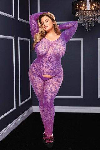 BACI LONGSLEEVE CROTCHLESS BODYSTOCKING PURPLE, QUEEN Baci Lingerie