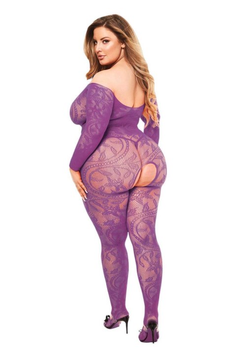 BACI LONGSLEEVE CROTCHLESS BODYSTOCKING PURPLE, QUEEN Baci Lingerie BACI LONGSLEEVE CROTCHLESS BODYSTOCKING PURPLE, QUEEN Baci Lingerie