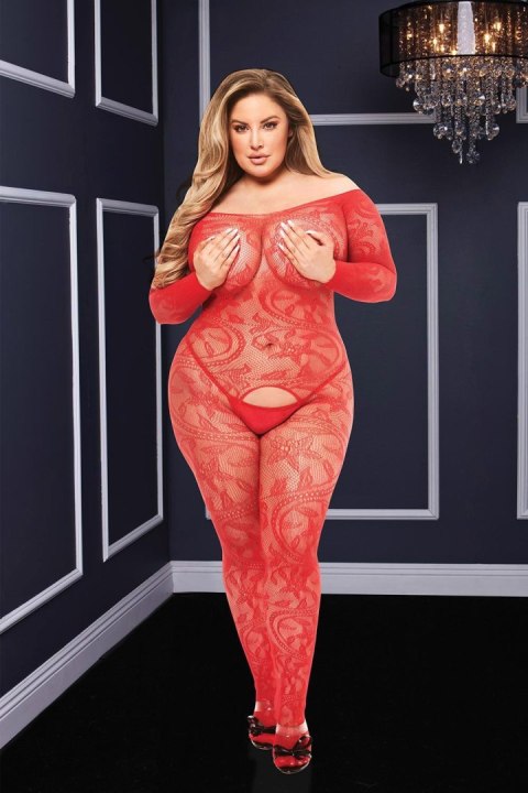 BACI LONGSLEEVE CROTCHLESS BODYSTOCKING RED, QUEEN Baci Lingerie BACI LONGSLEEVE CROTCHLESS BODYSTOCKING RED, QUEEN Baci Lingerie